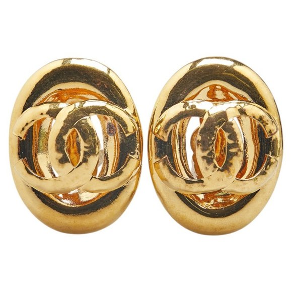 Chanel Coco Mark Gold Gold Plated earring - Picture 1 of 5